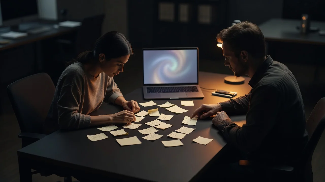 Marketer vergleicht Keyword-Difficulty und Suchvolumen von Long-Tail-Keywords auf einem großen Monitor